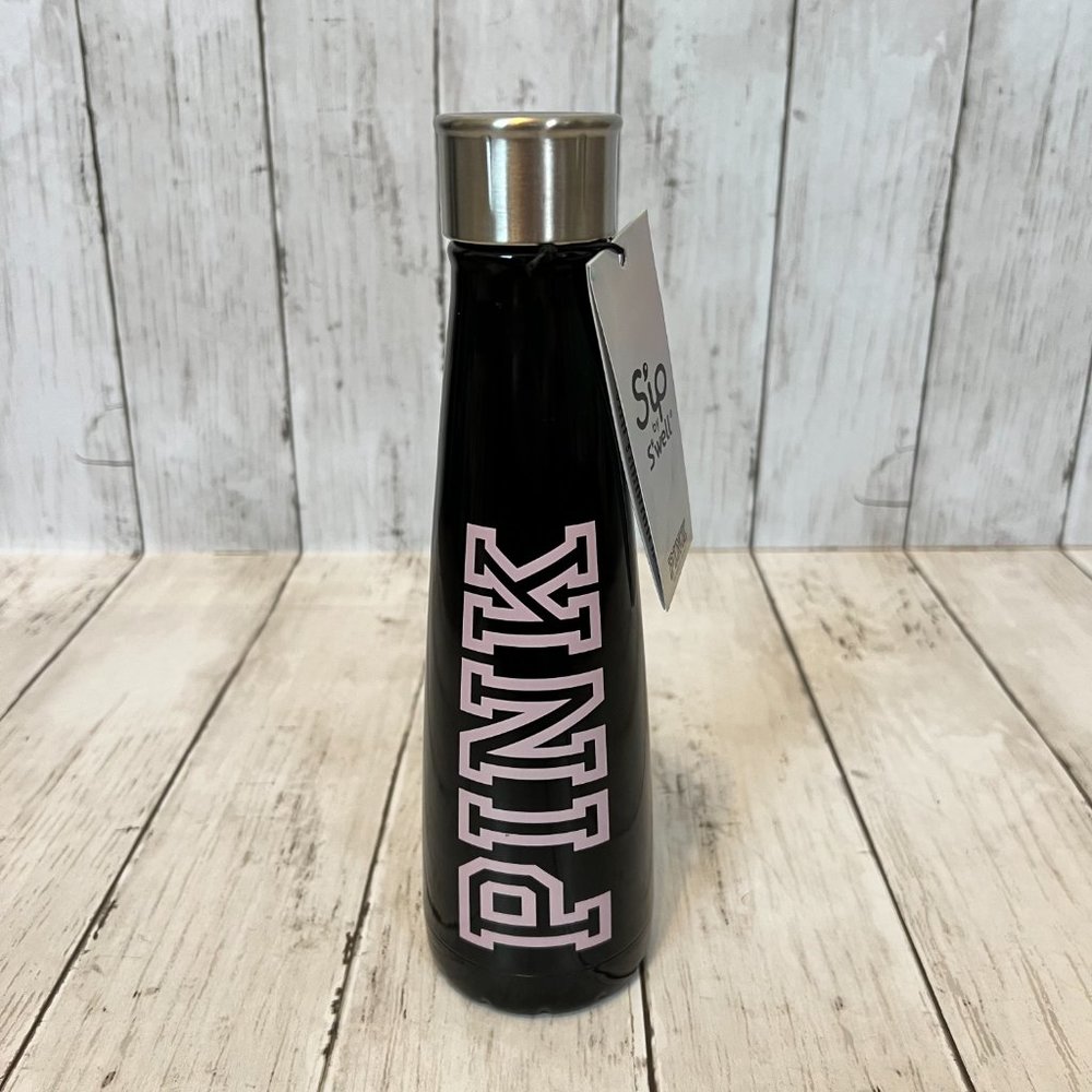 PINK Victoria's Secret by Sip from S'Well 15oz Black NEW Water Bottle NWT